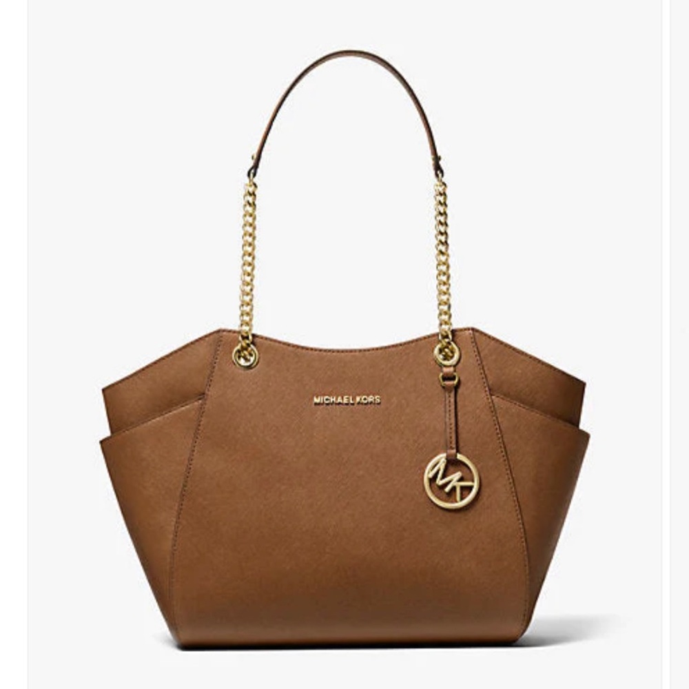 NEW MICHAEL KORS JET SET LARGE SAFFIANO LEATHER SHOULDER BAG